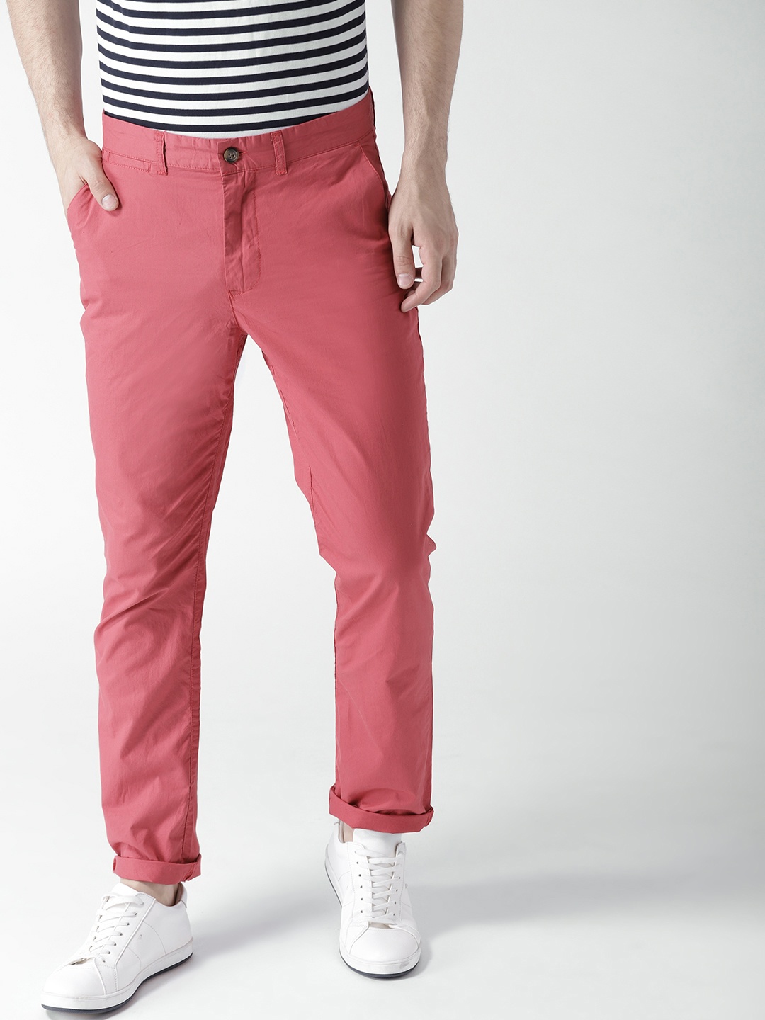 

FOREVER 21 Men Pink Regular Fit Solid Trousers