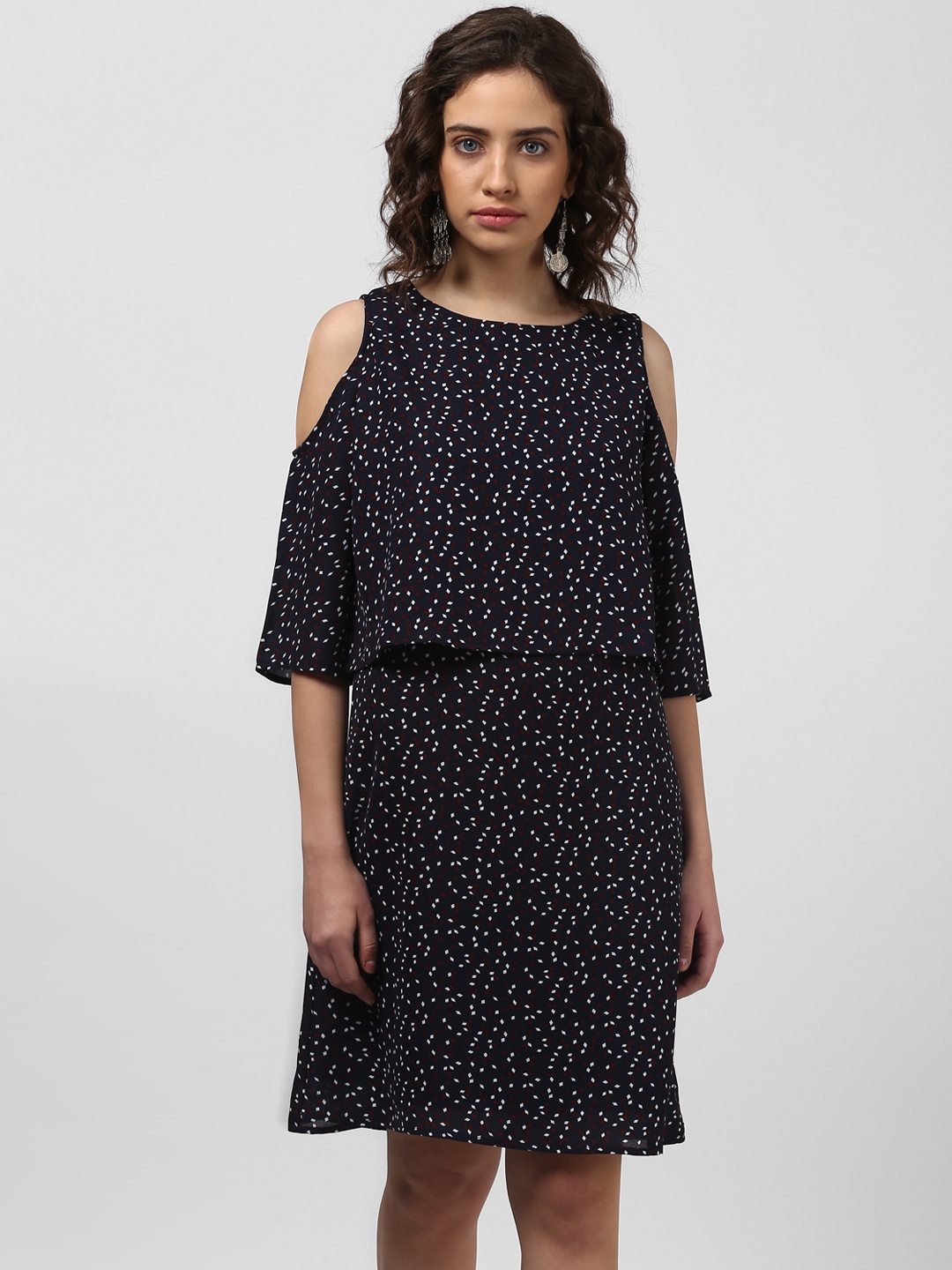 

Harpa Women Navy Blue Printed A-Line Dress