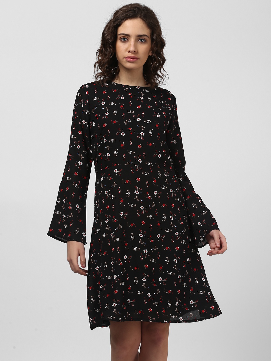 

Harpa Women Black Printed Fit and Flare Dress