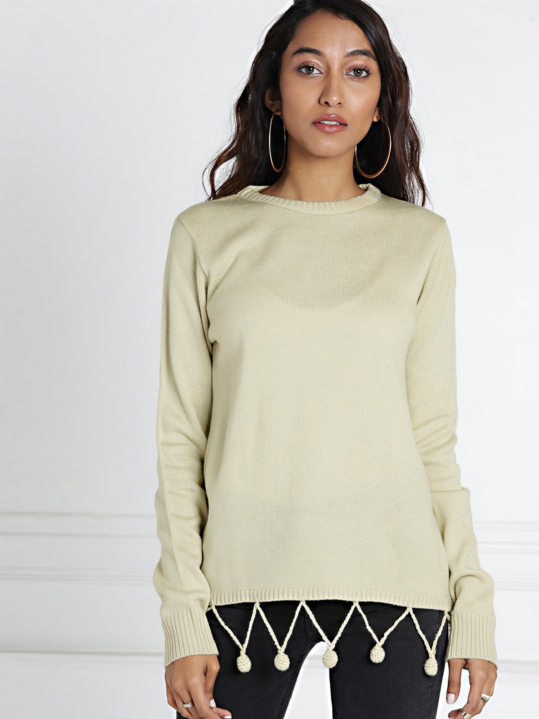 

all about you Women Beige Solid Pullover