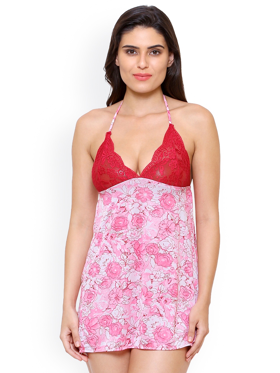 

Klamotten Red & Pink Printed Baby Doll 208C26-Red Pink