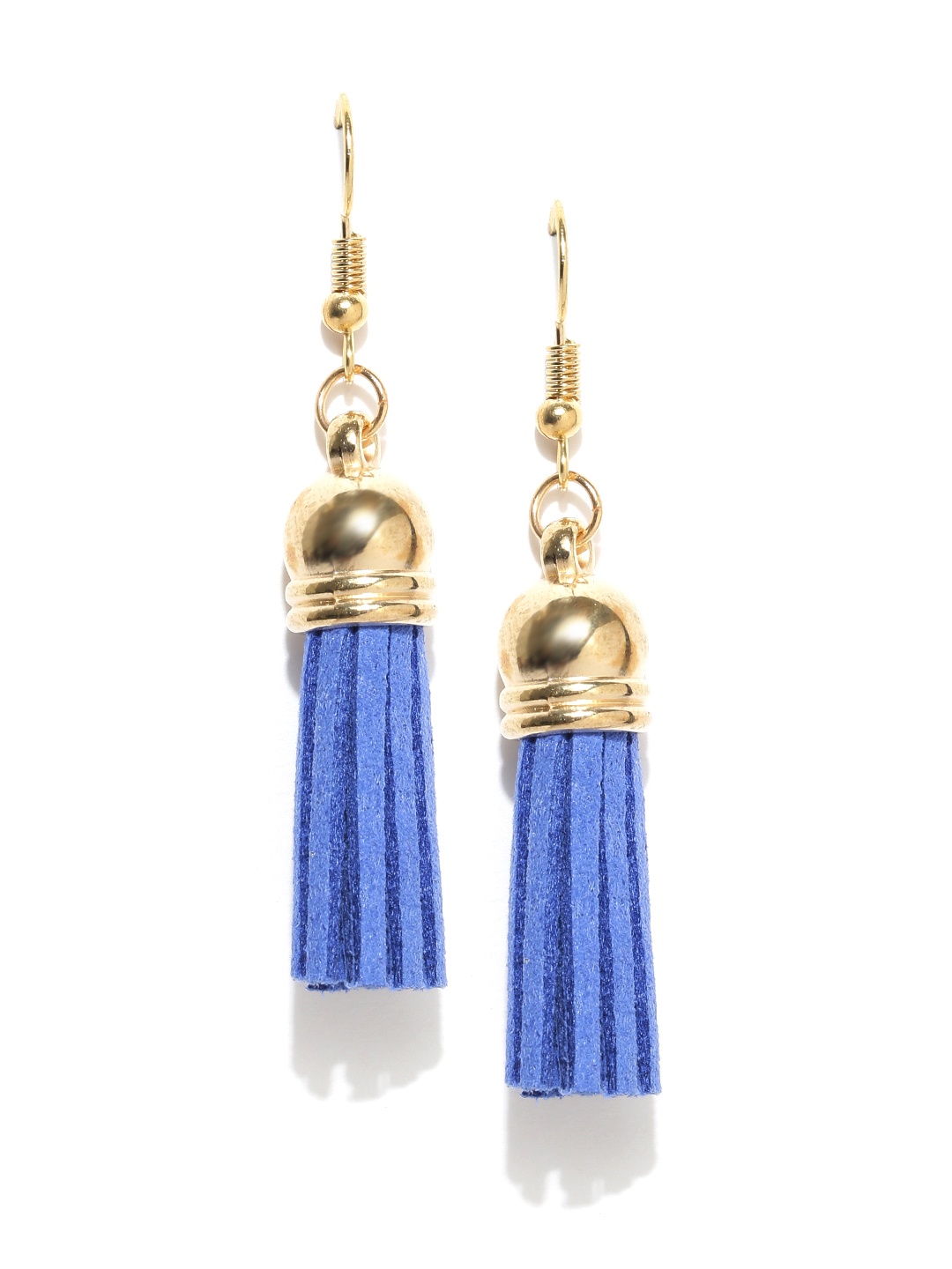 

OOMPH Gold-Toned & Blue Tasseled Contemporary Drop Earrings