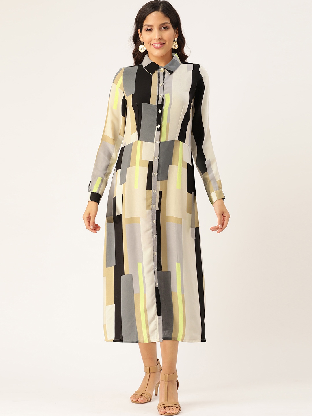 

AND Women Multicoloured Printed Shirt Dress, Multi