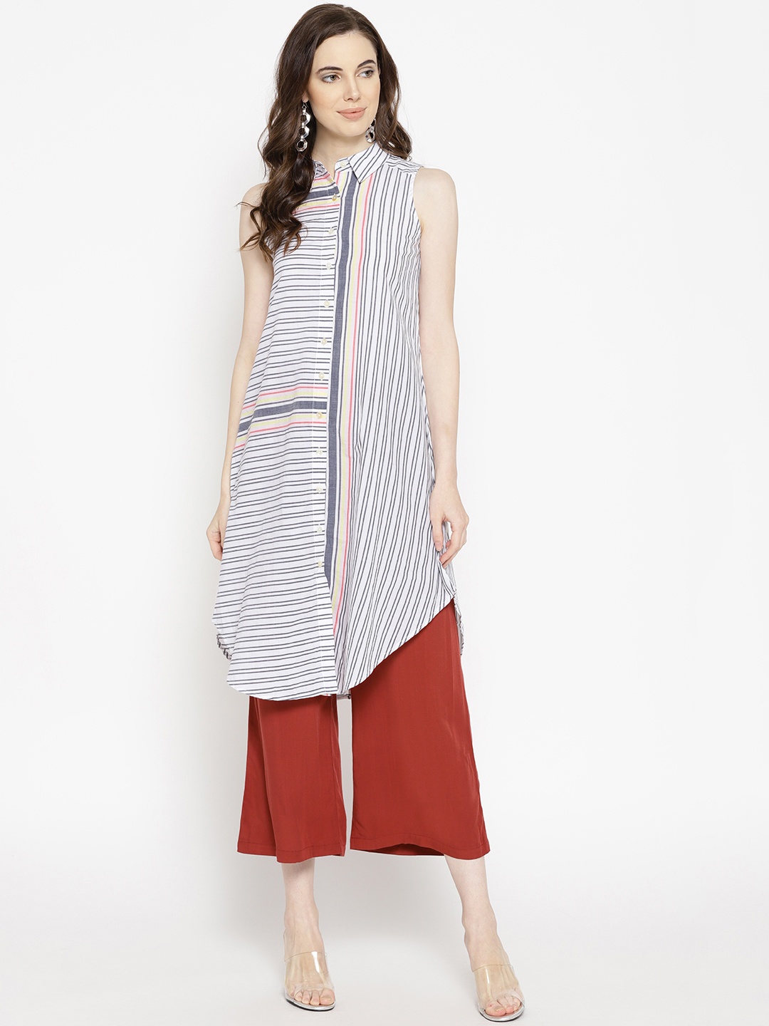 

AND White & Grey Striped Tunic