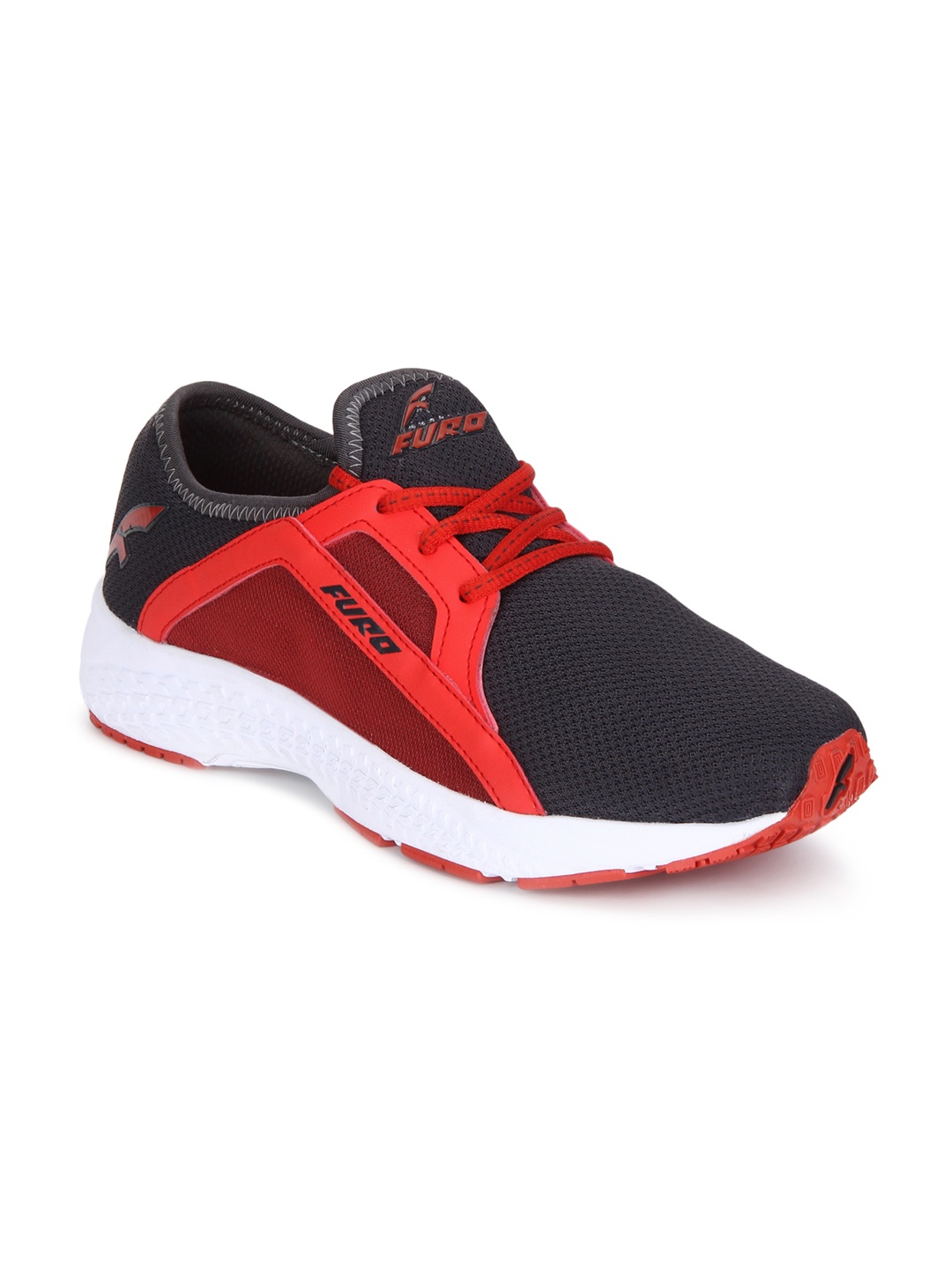 

FURO by Red Chief Men Charcoal & Red Mesh Mid-Top Running Shoes