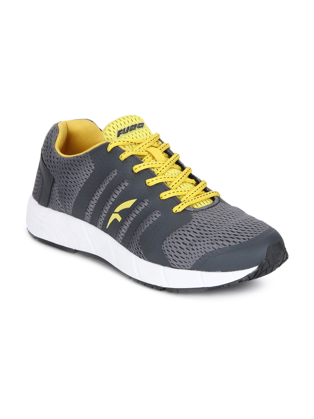

FURO by Red Chief Men Grey & Yellow Mesh Mid-Top Running Shoes