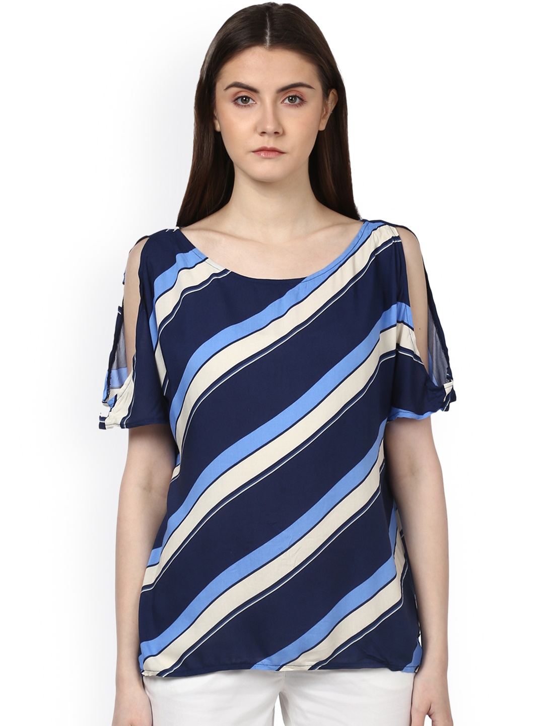 

Park Avenue Women Blue Striped Top