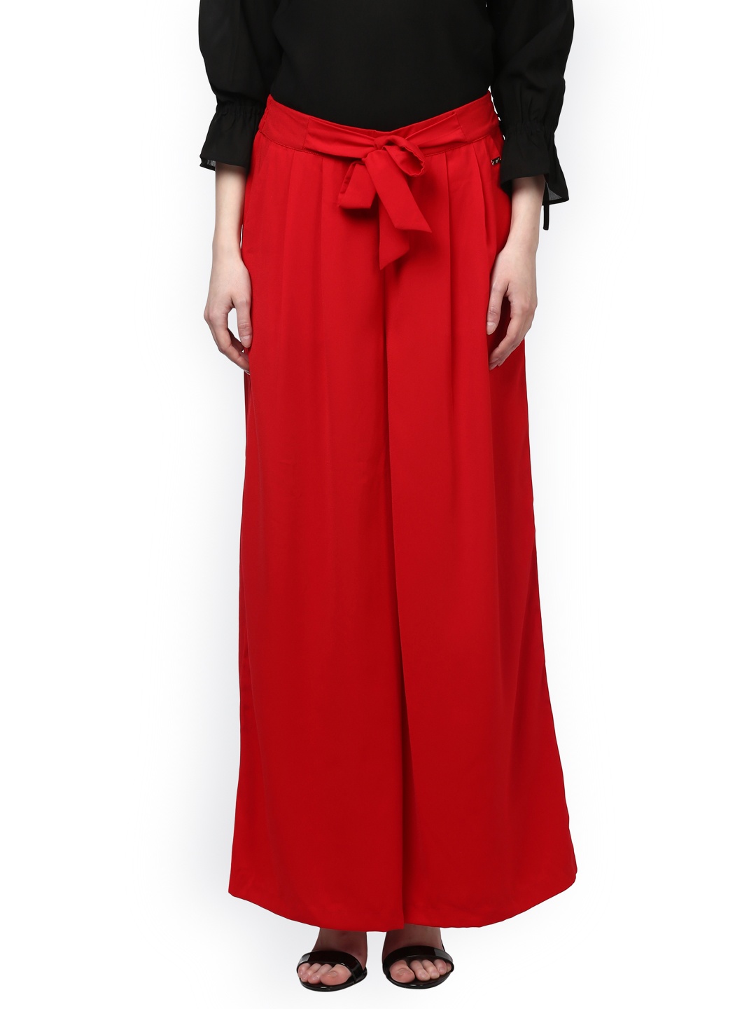 

Park Avenue Women Red Regular Fit Solid Parallel Trousers