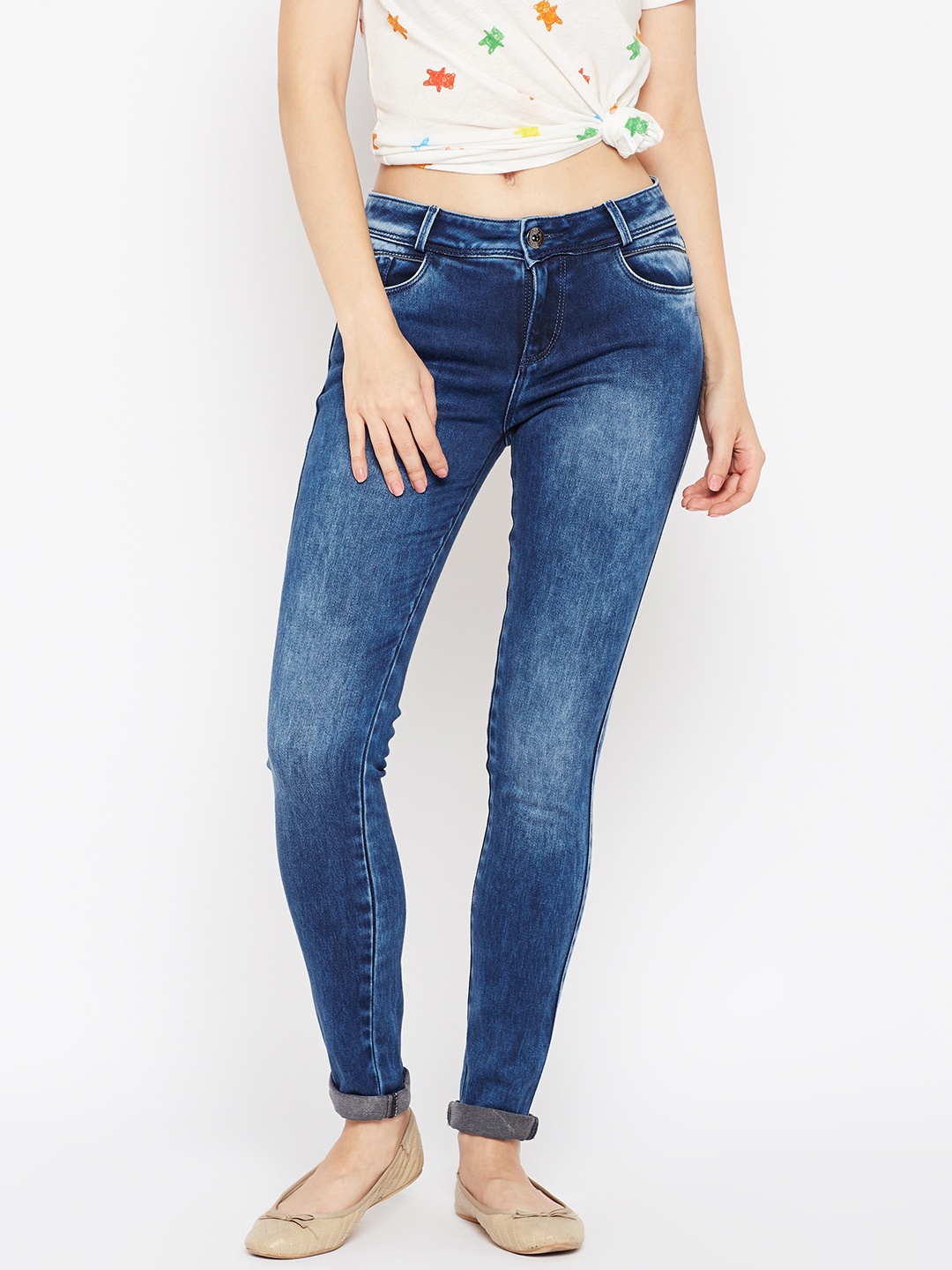 

Xpose Women Navy Slim Fit Mid-Rise Clean Look Stretchable Jeans, Navy blue