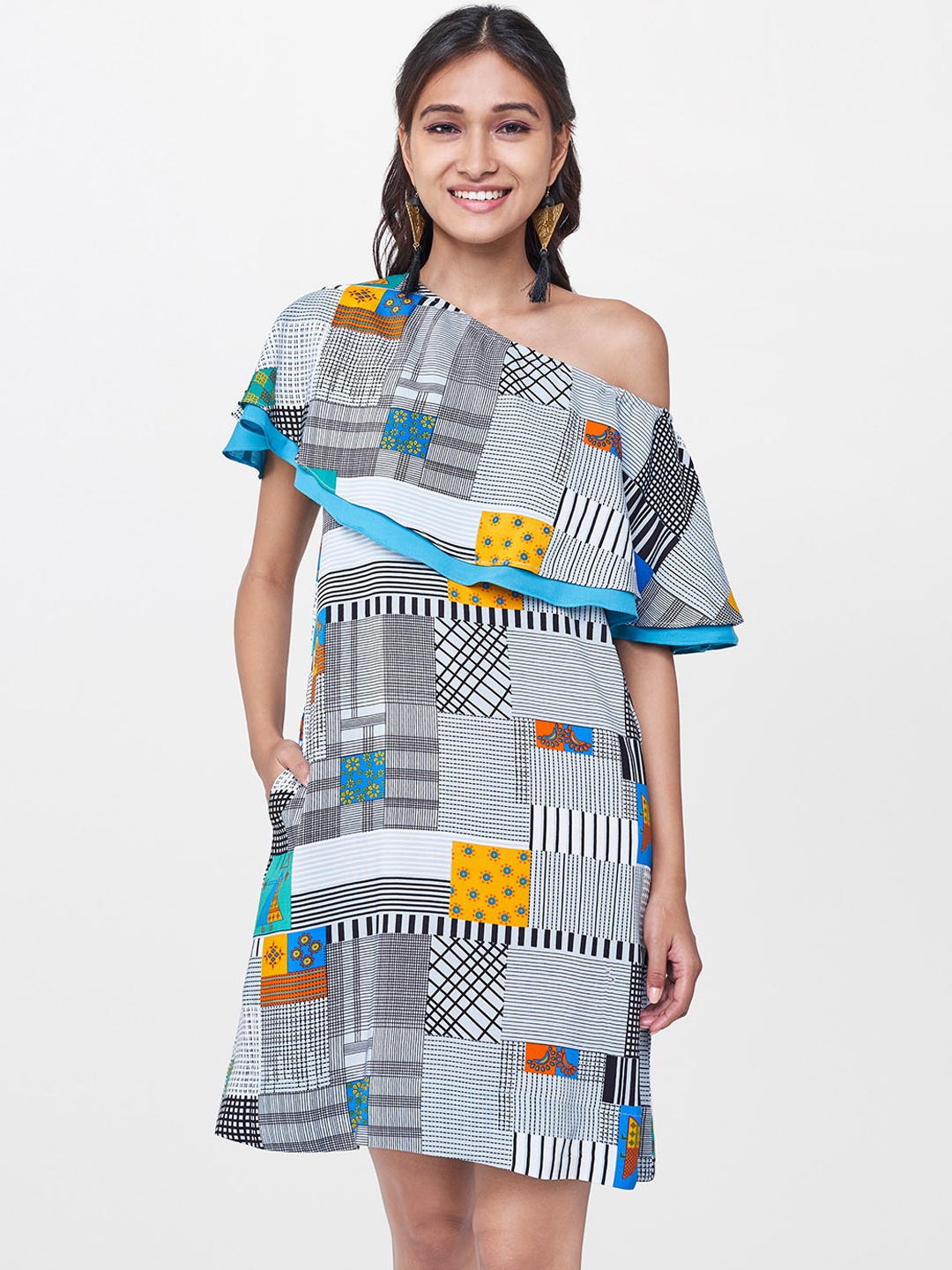 

Global Desi Women Multicoloured Printed A-Line Dress, Multi