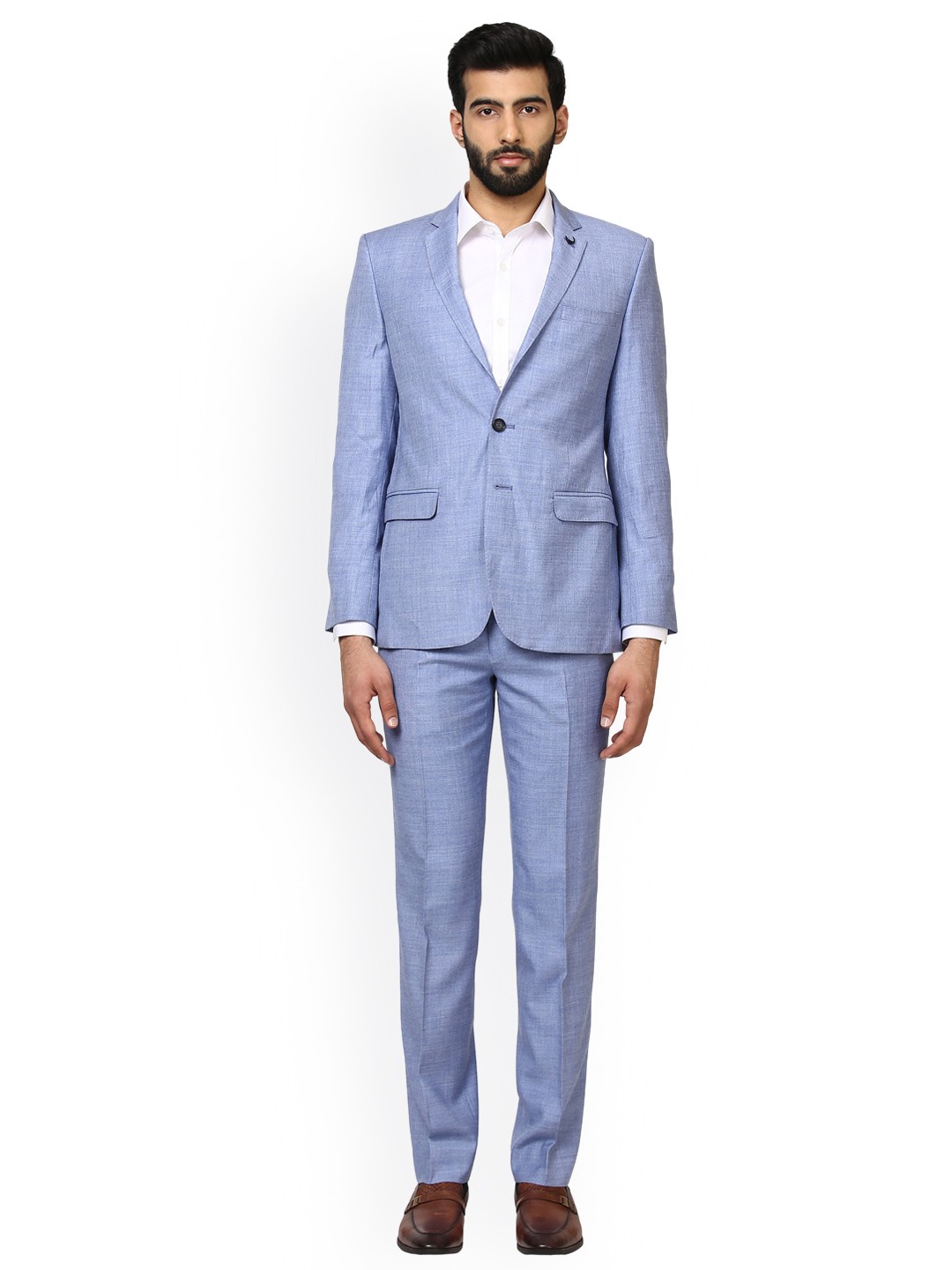 

Raymond Men Blue Solid Formal Suit