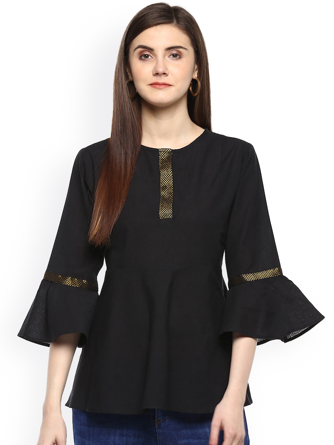 

Bhama Couture Women Black Solid Peplum Top