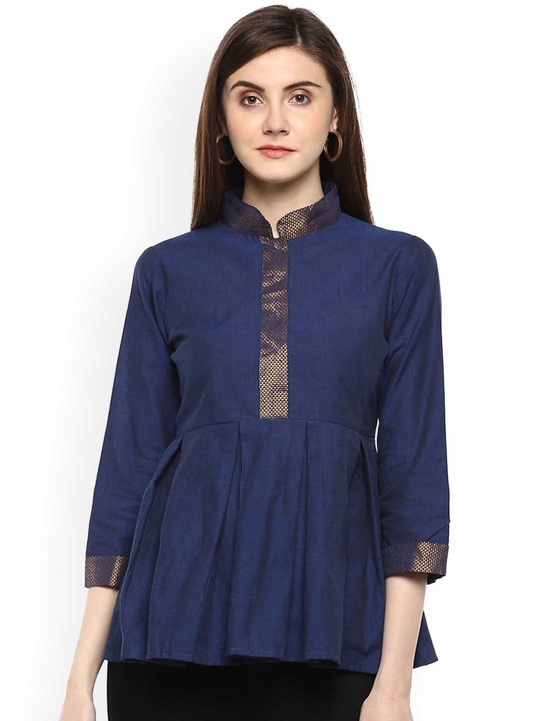 

Bhama Couture Women Blue Solid A-Line Top