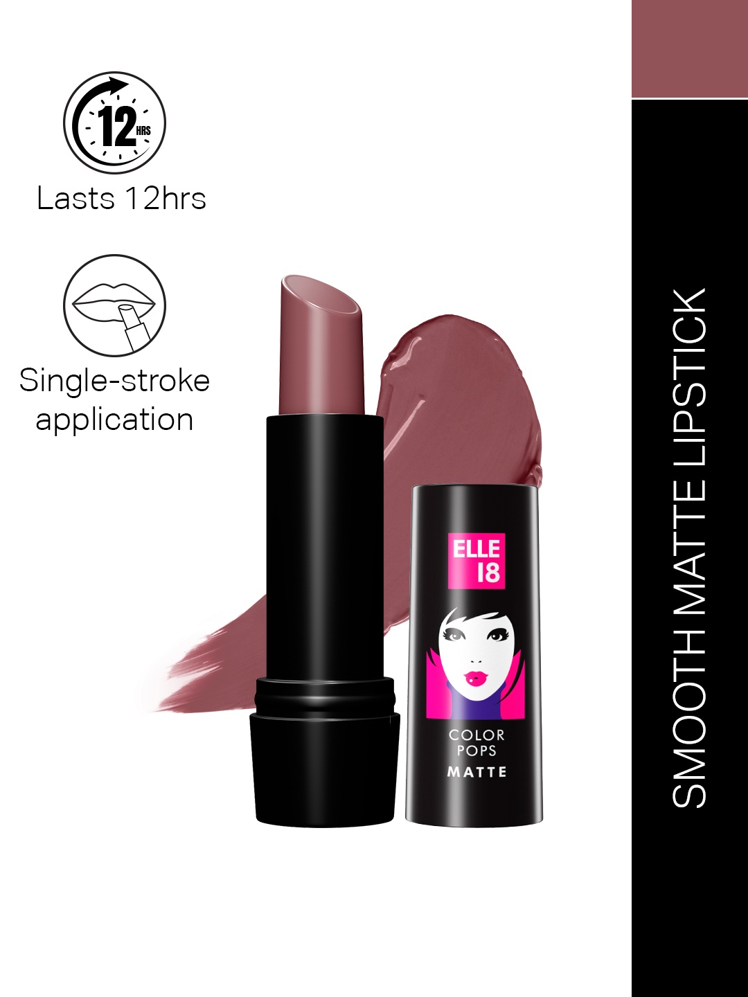 

Elle 18 Color Pop Matte Lip Color|| W12|| Mauve Date|| 4.3 g, Pink