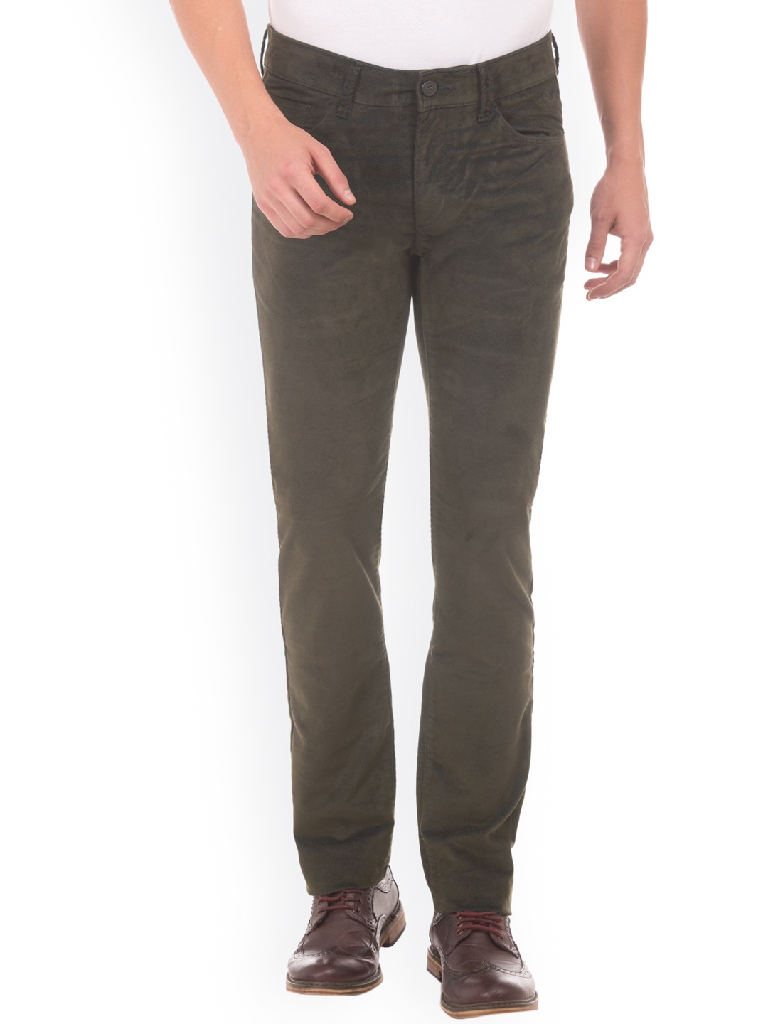 

Flying Machine Men Olive Green Smart Regular Fit Solid Chinos