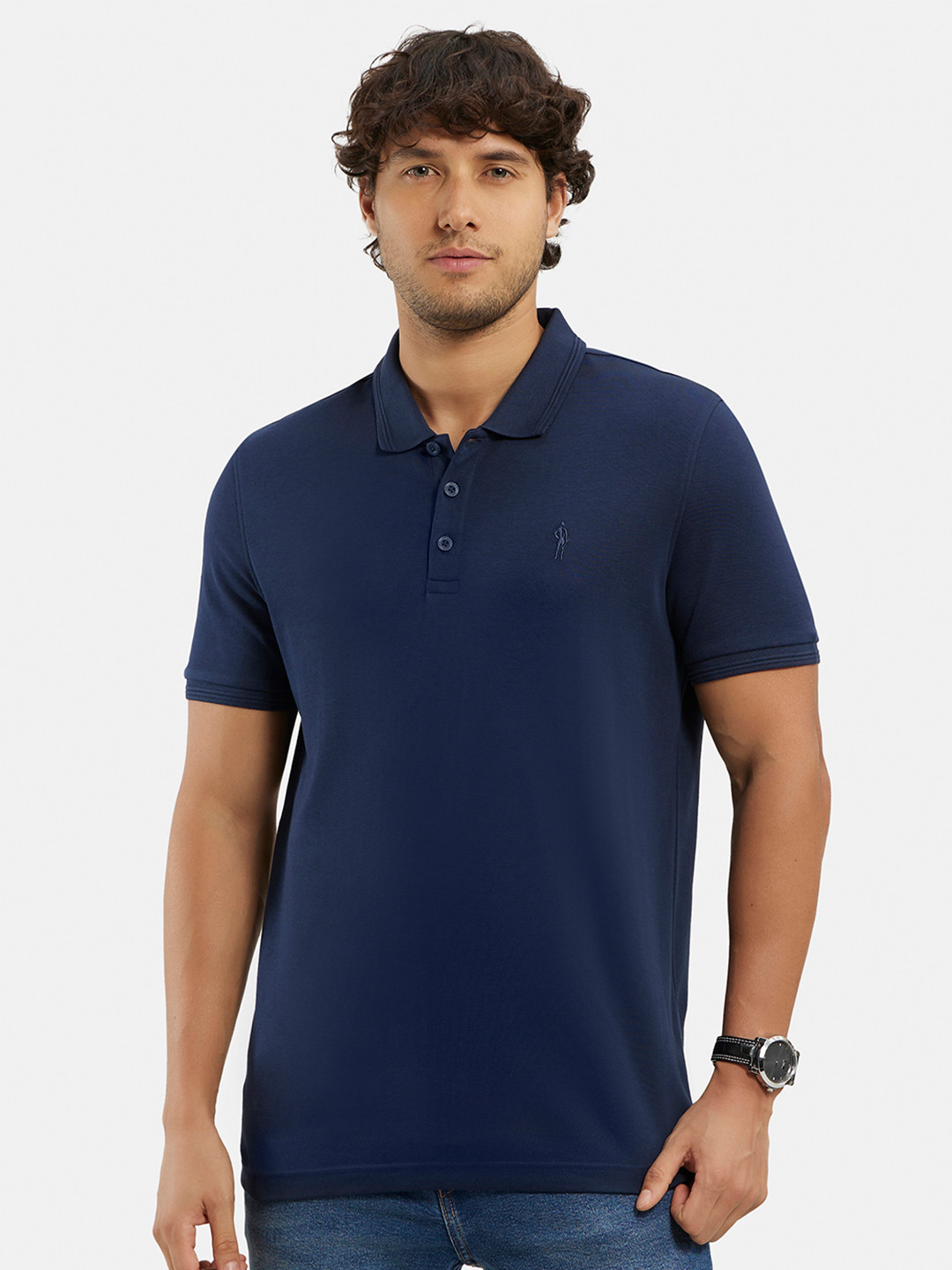 

Jockey Super Combed Cotton Rich Solid Half Sleeve Polo T-shirt-3912, Navy blue