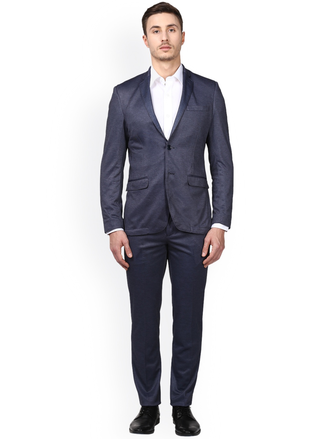 

Park Avenue Men Blue Solid Formal Suit