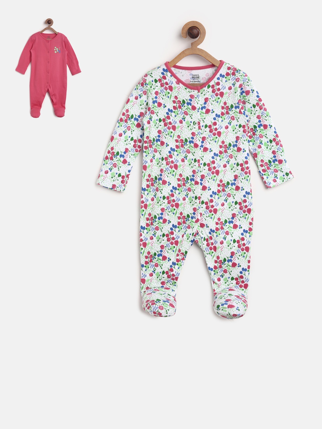 

MINI KLUB Kids Girls Pack of 2 Sleepsuit, Pink