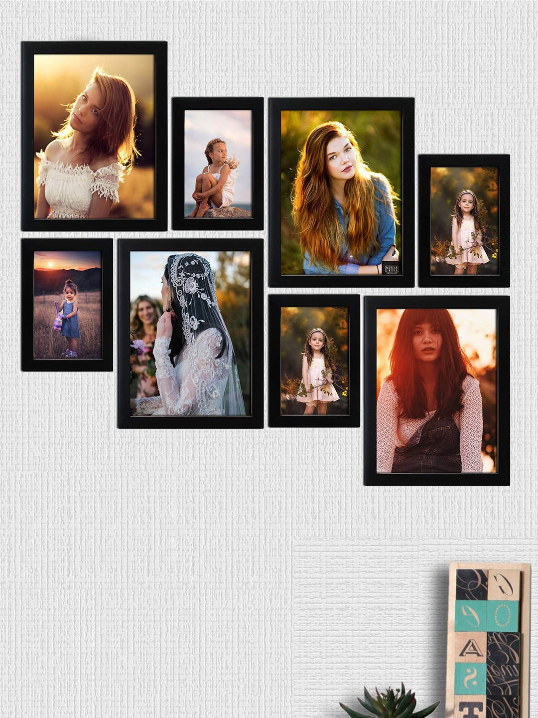 

Random Set of 8 Black Photo frames
