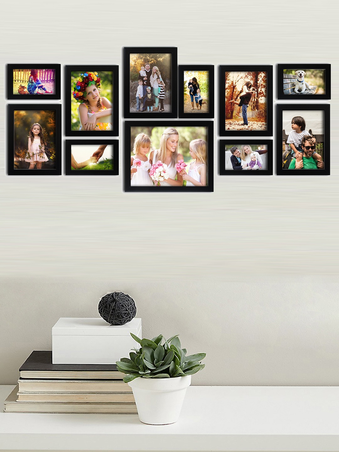 

RANDOM Set of 11 Black Wall Photo Frames