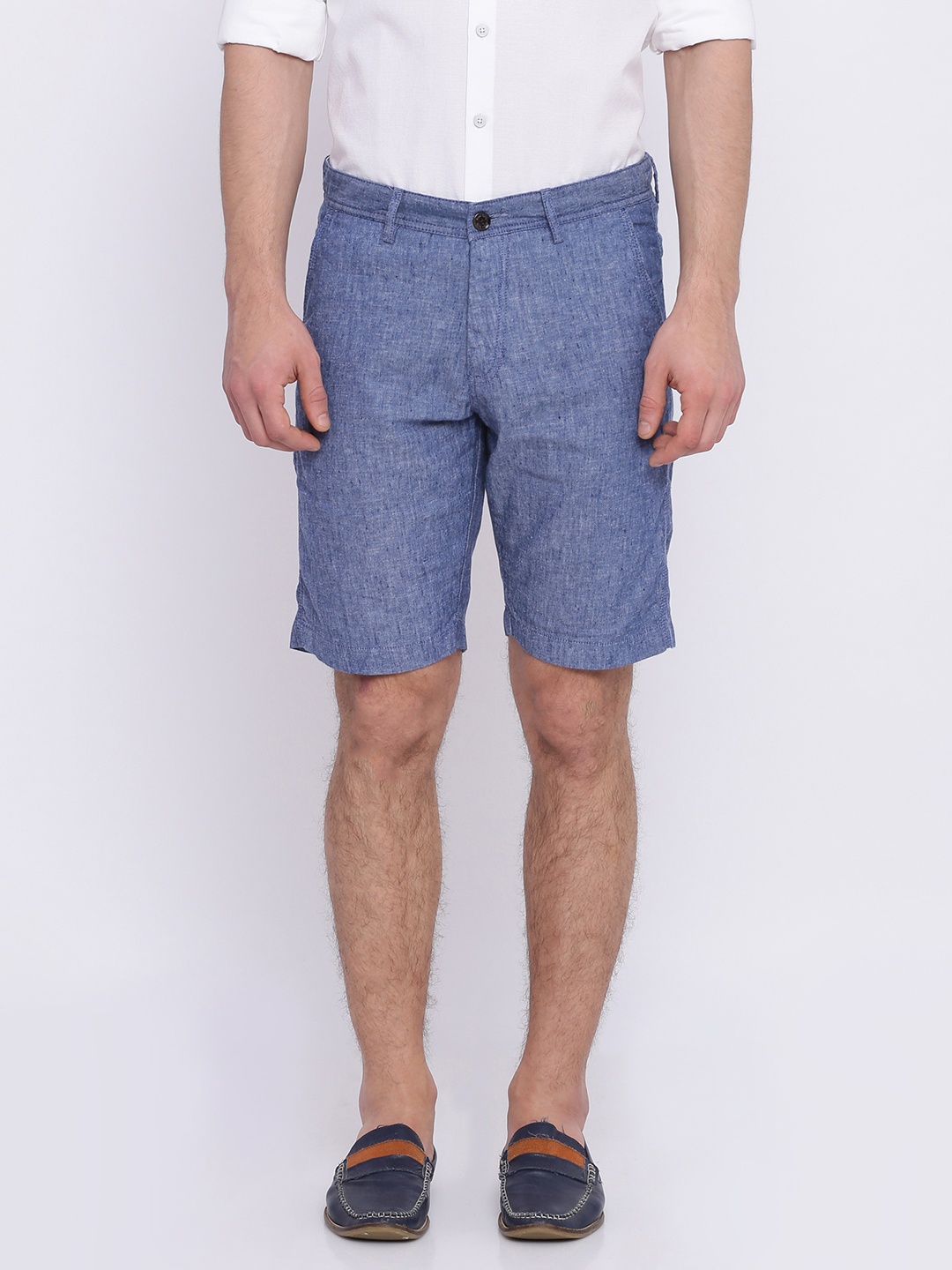 

Allen Solly Men Blue Solid Slim Fit Regular Shorts