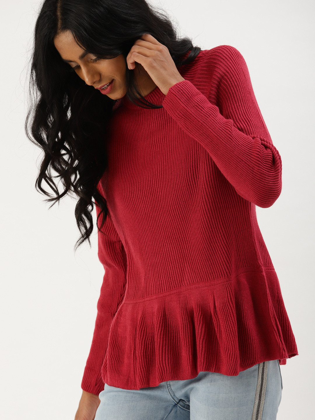 

DressBerry Women Red Solid Pullover