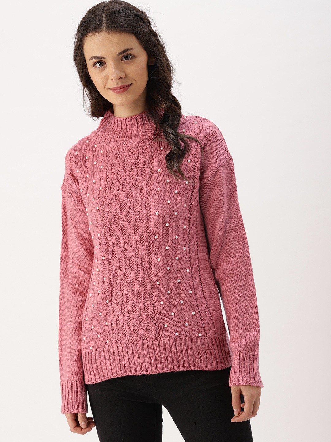 

DressBerry Women Pink Embellished Pullover