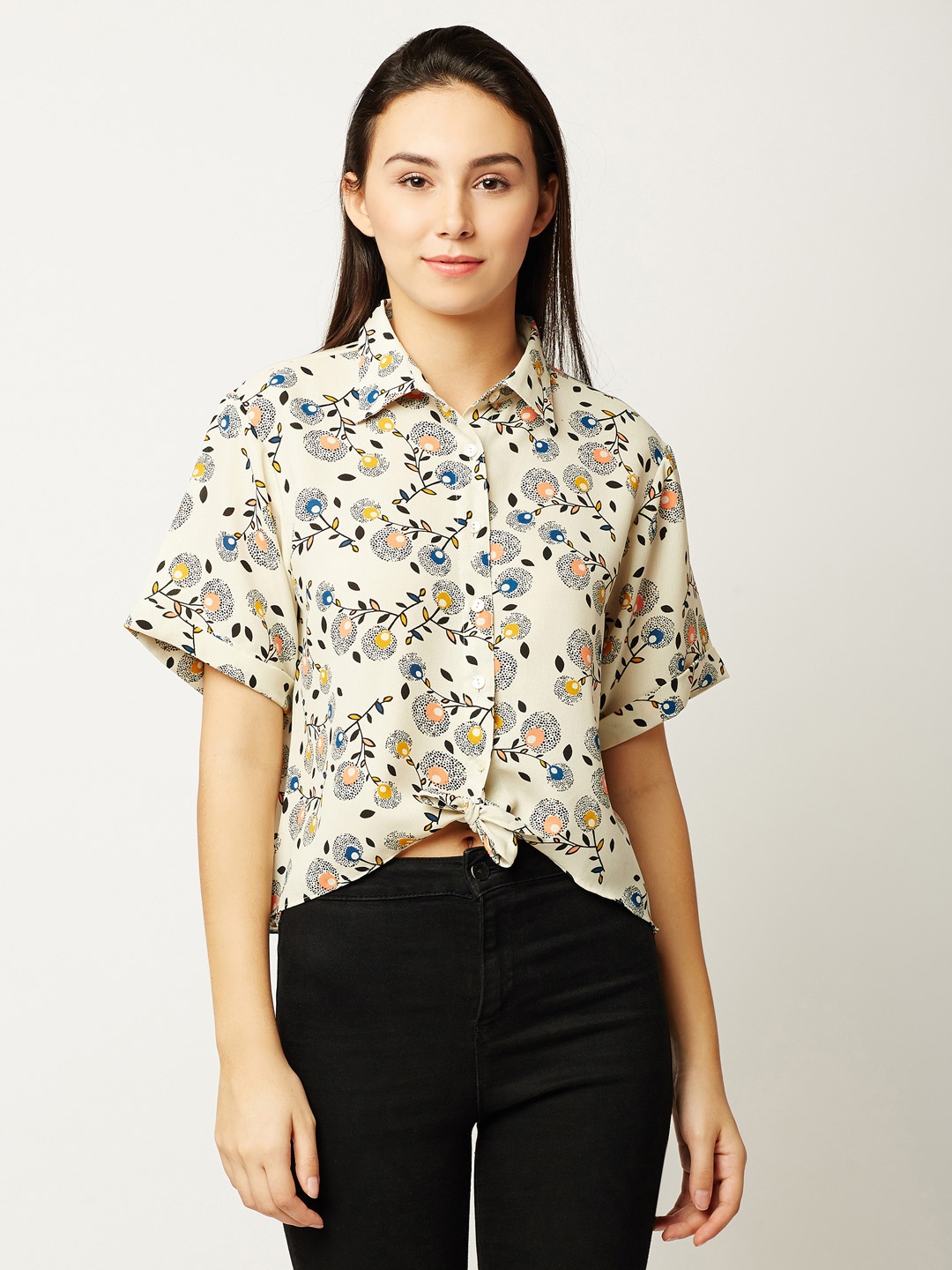 

Miss Chase Women Beige Regular Fit Printed Casual Shirt