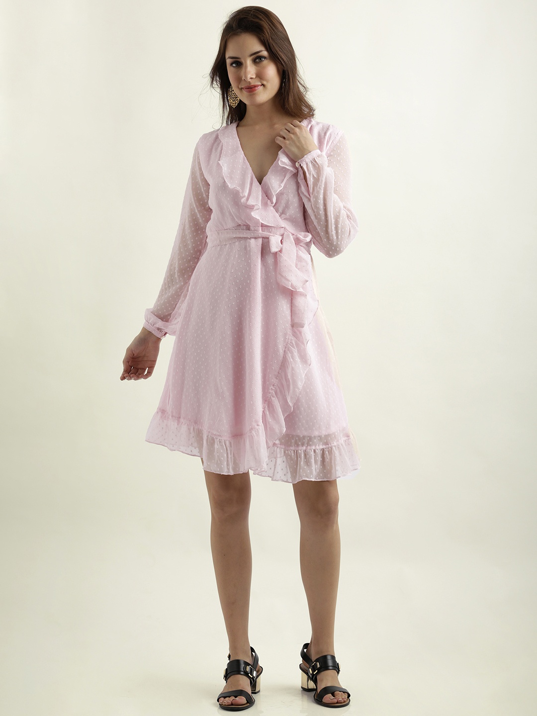 

Miss Chase Women Pink Solid Fit and Flare Dress