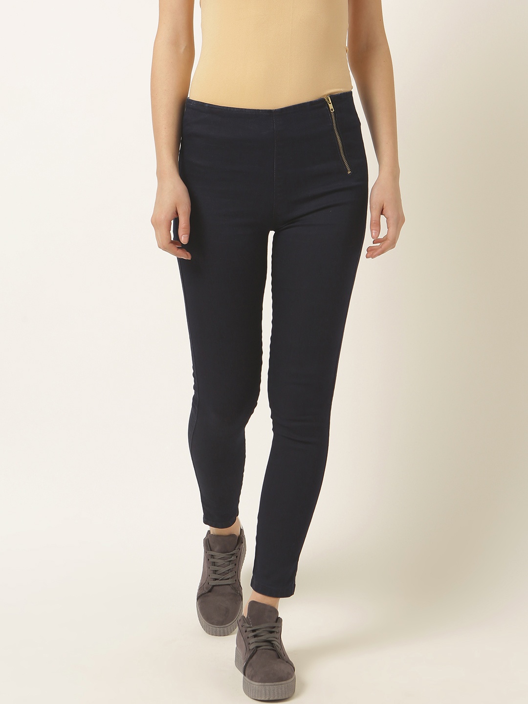 

Miss Chase Black Solid Super Skinny Denim Jeggings