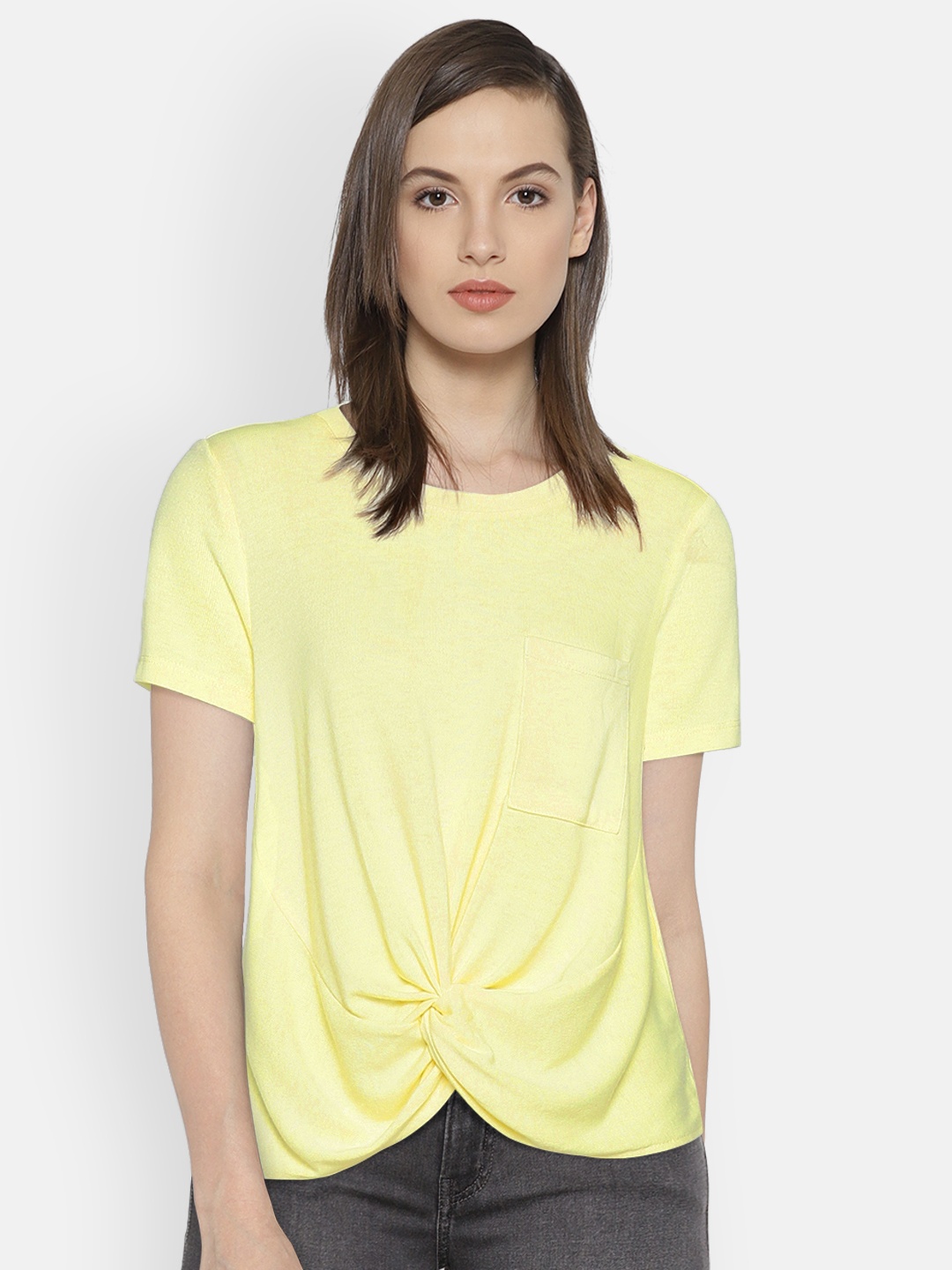 

ONLY Women Yellow Solid Top