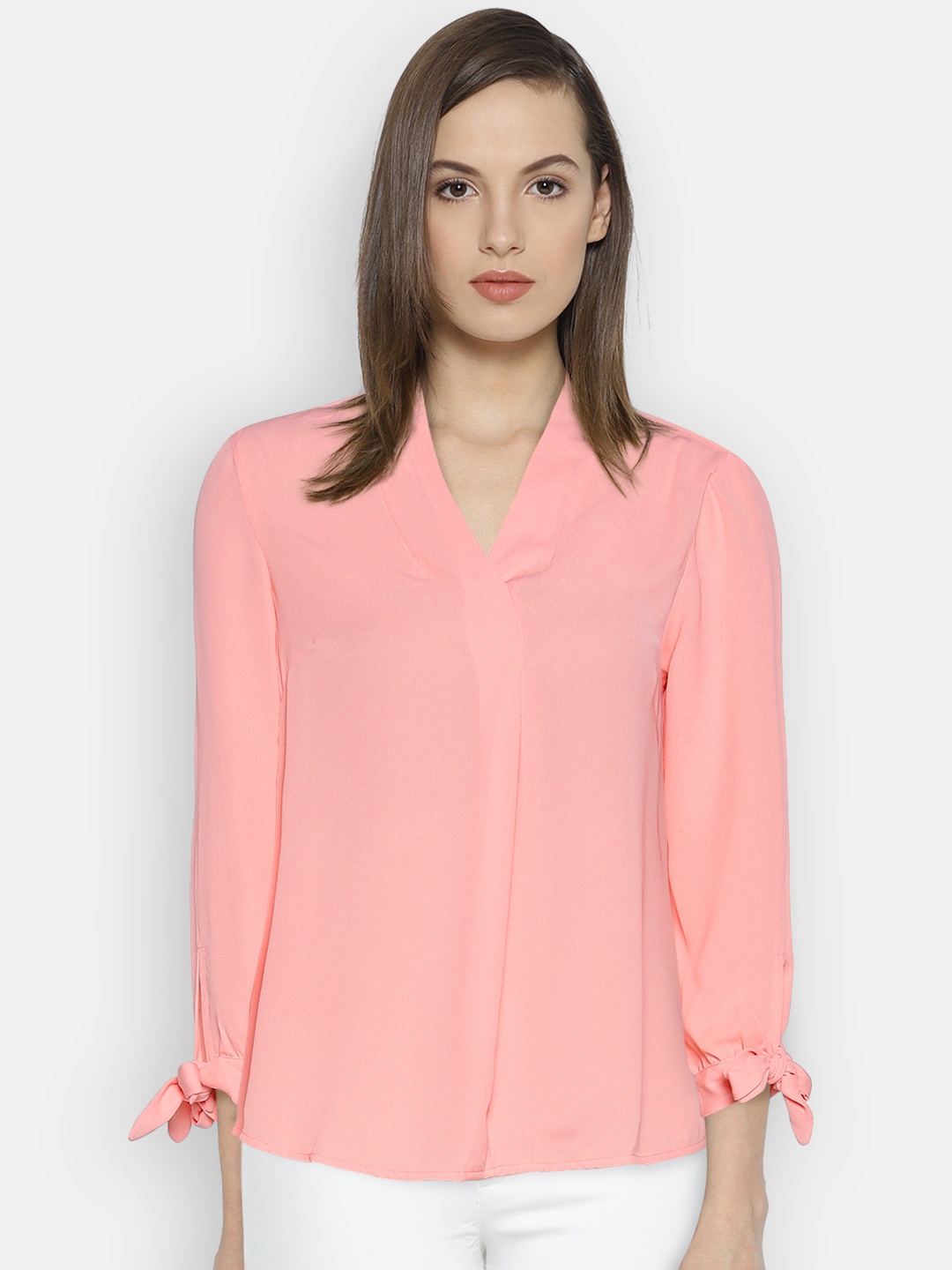 

Allen Solly Woman Women Peach-Coloured Solid Regular Top
