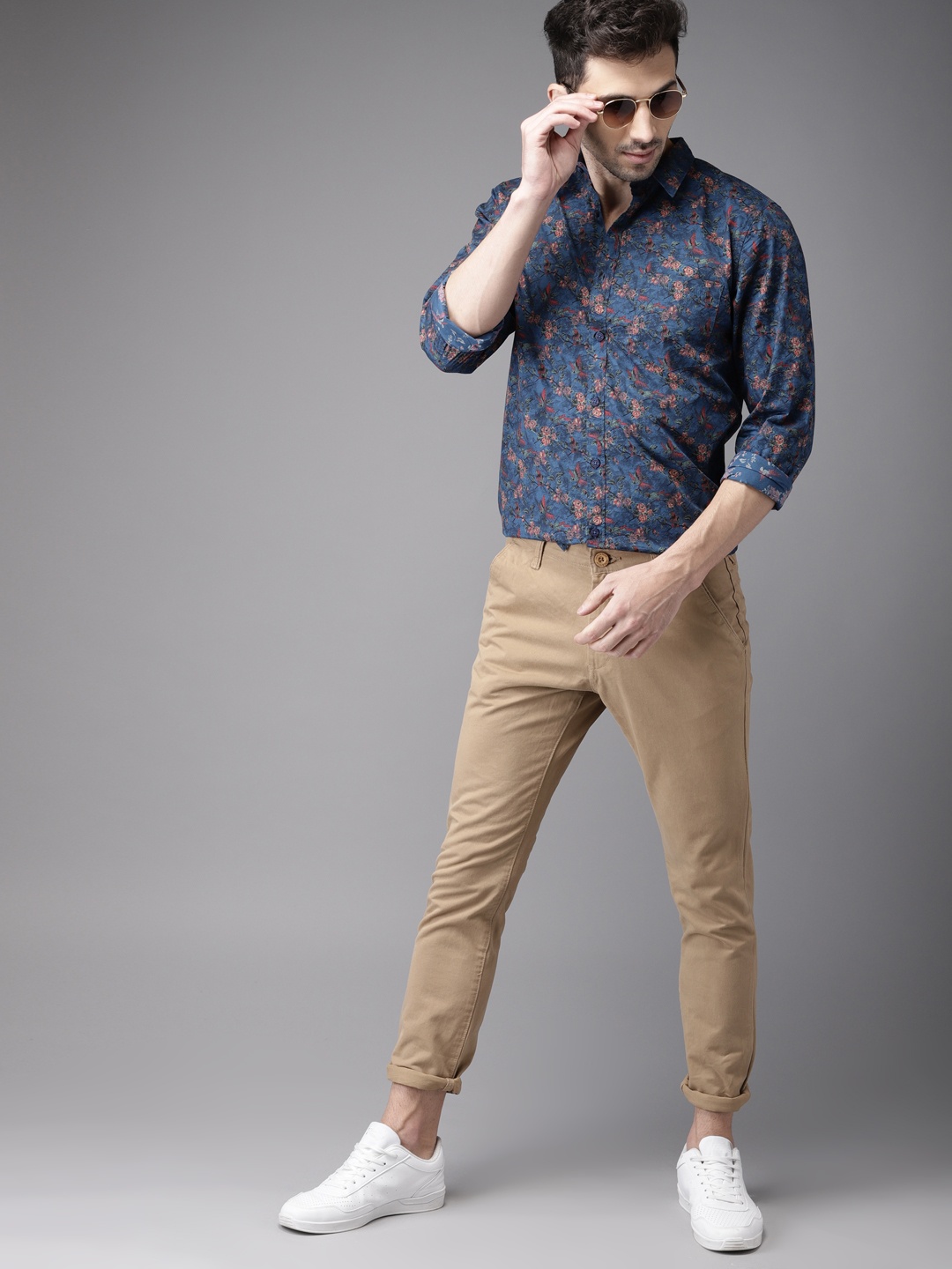 

HERE&NOW Men Blue Printed Casual Shirt