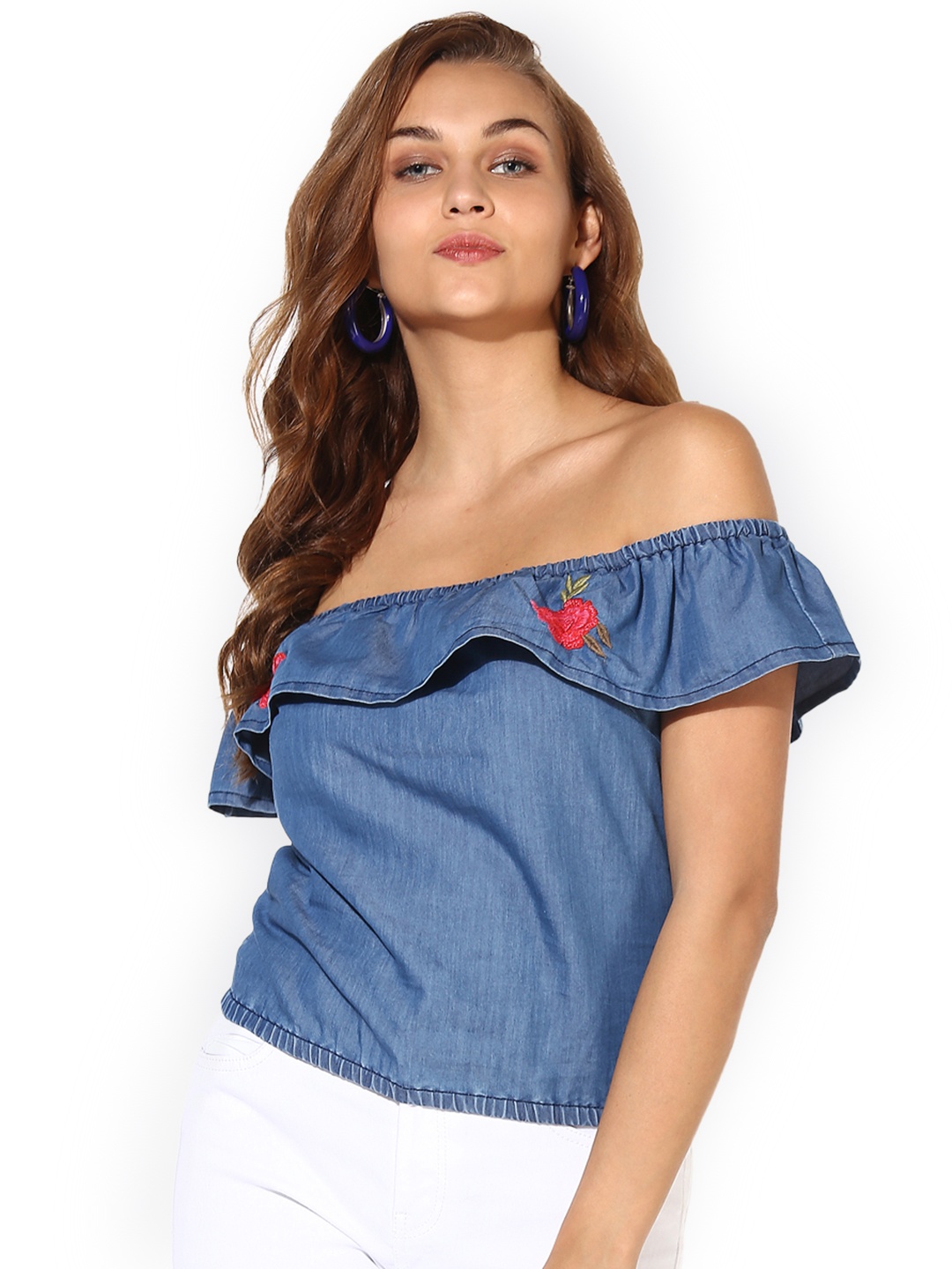 

Heather Hues Women Denim Blue Solid Top