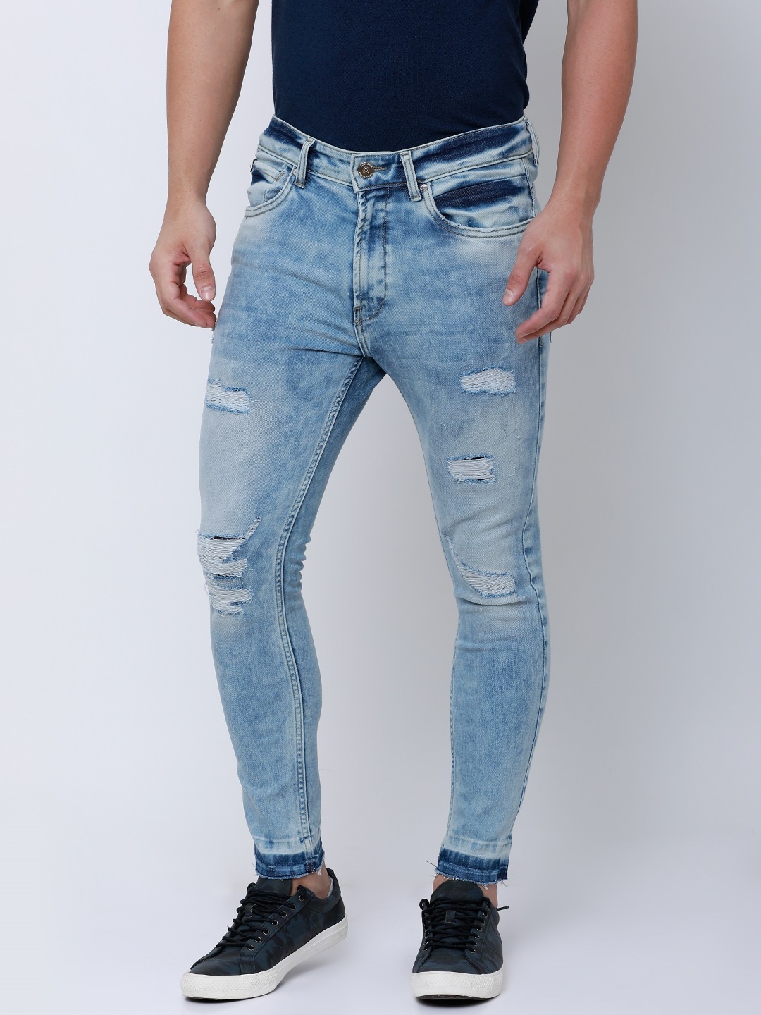 

LOCOMOTIVE Men Blue Slim Fit Mid-Rise Mildly Distressed Stretchable Jeans