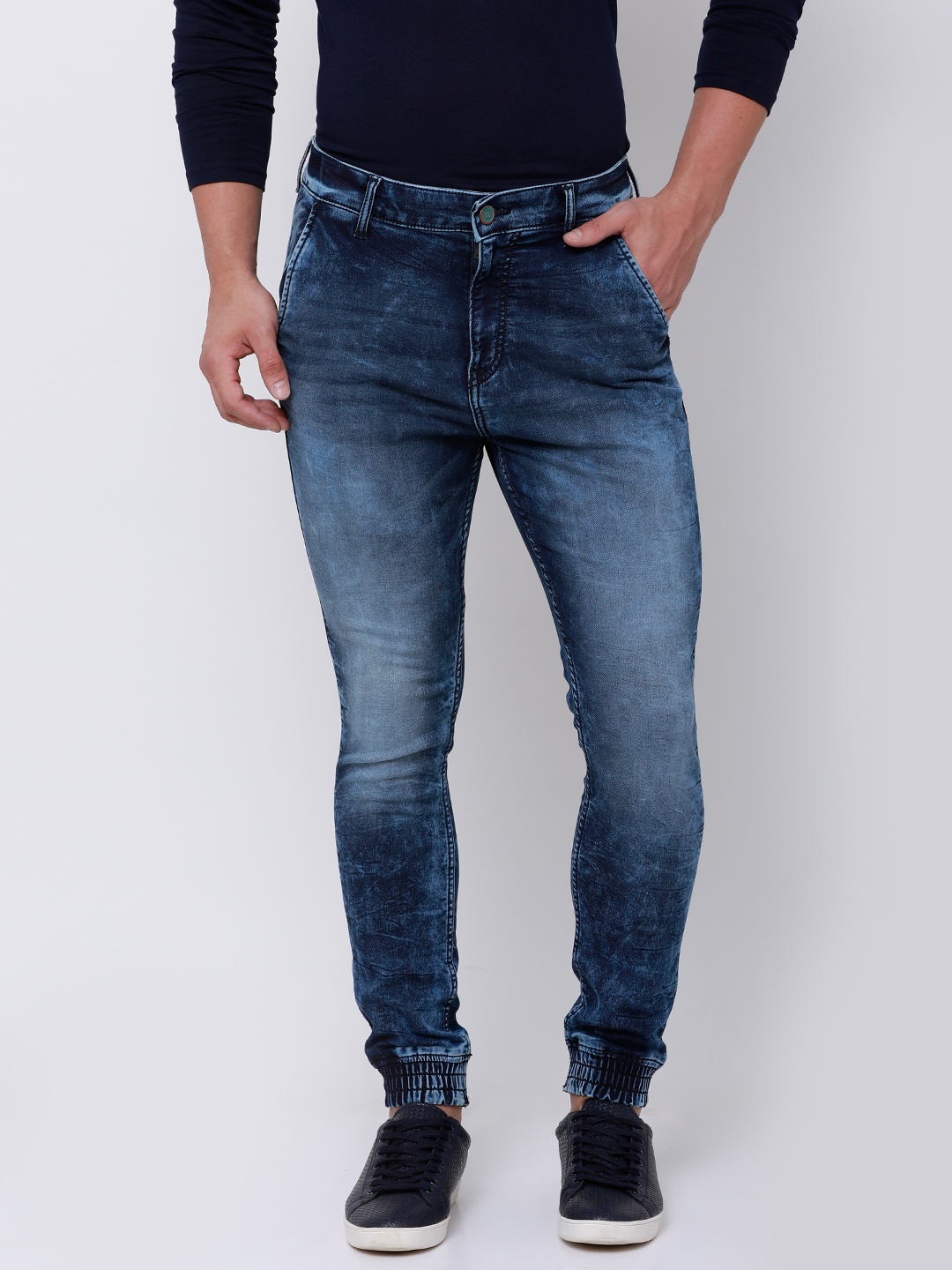 

LOCOMOTIVE Men Blue Jogger Mid-Rise Clean Look Stretchable Jeans