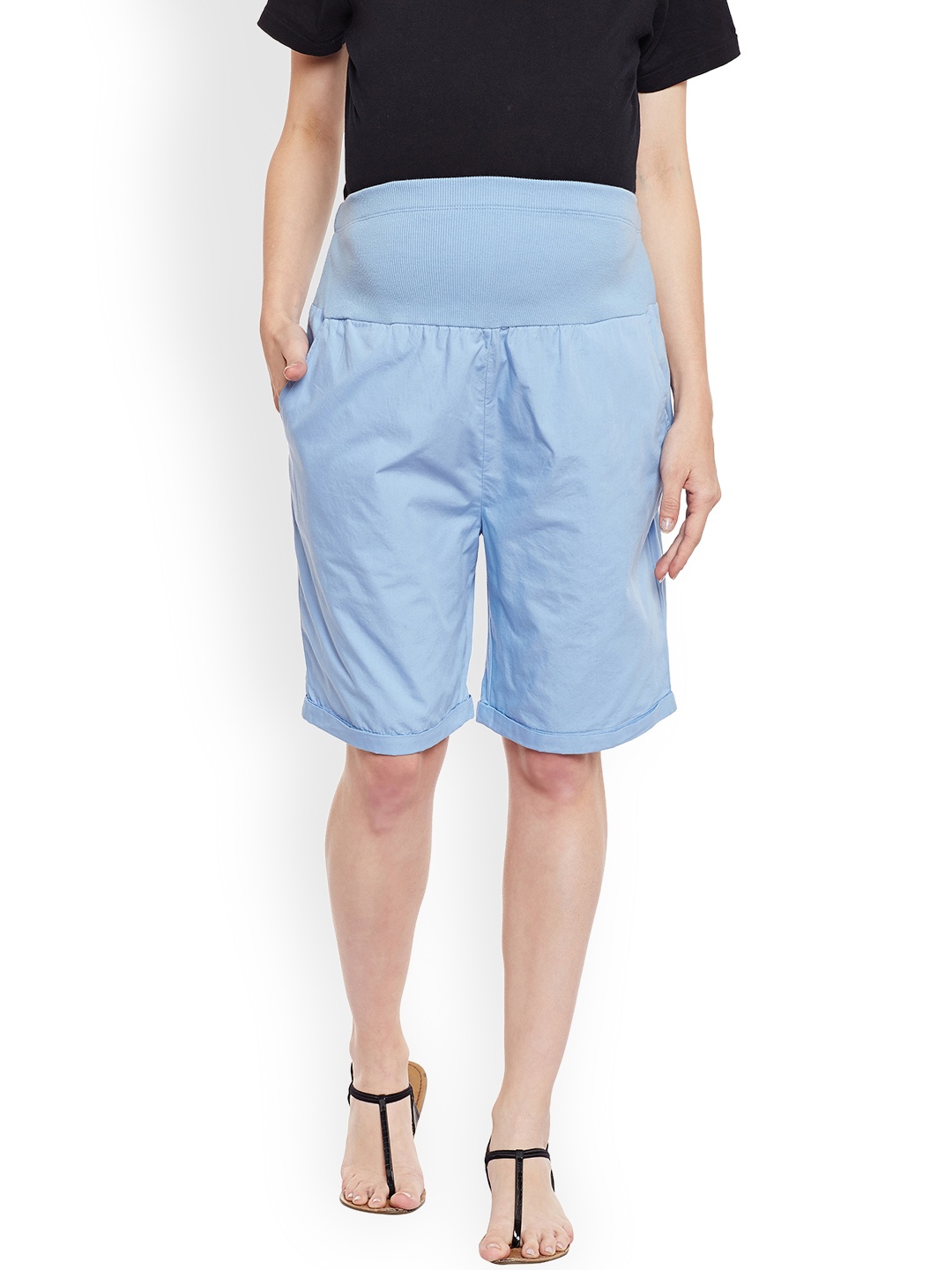 

Oxolloxo Women Blue Solid Regular Fit Maternity Shorts