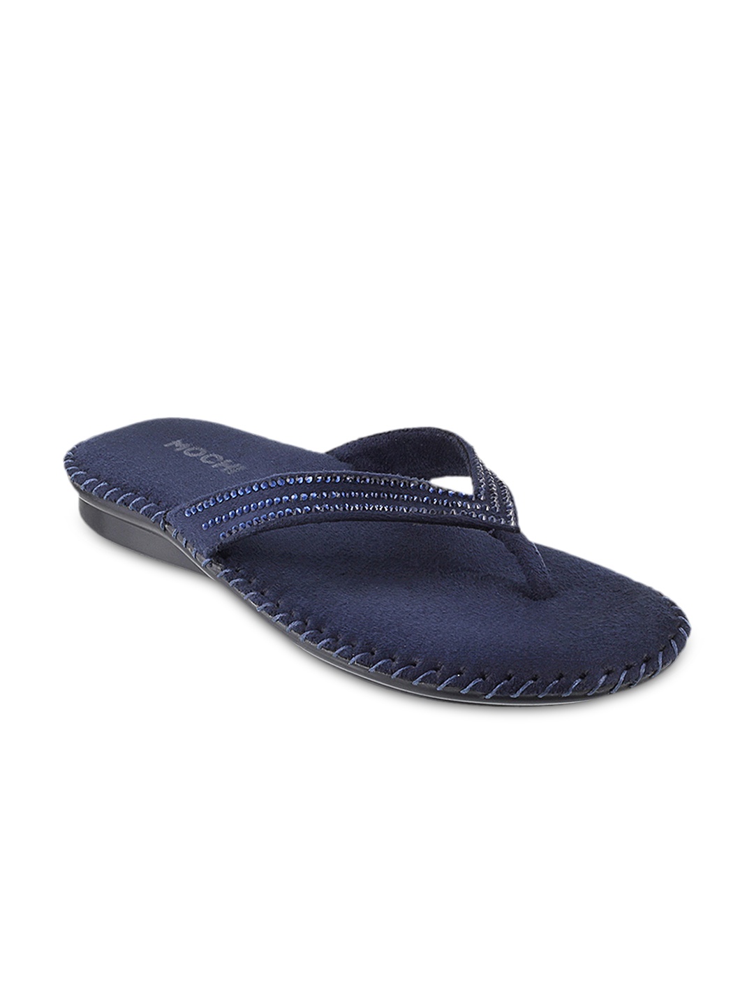 

Mochi Women Blue Embellished Leather Flats