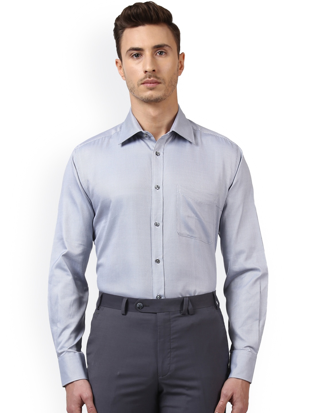 

Park Avenue Men Grey Slim Fit Self Design Formal Shirt