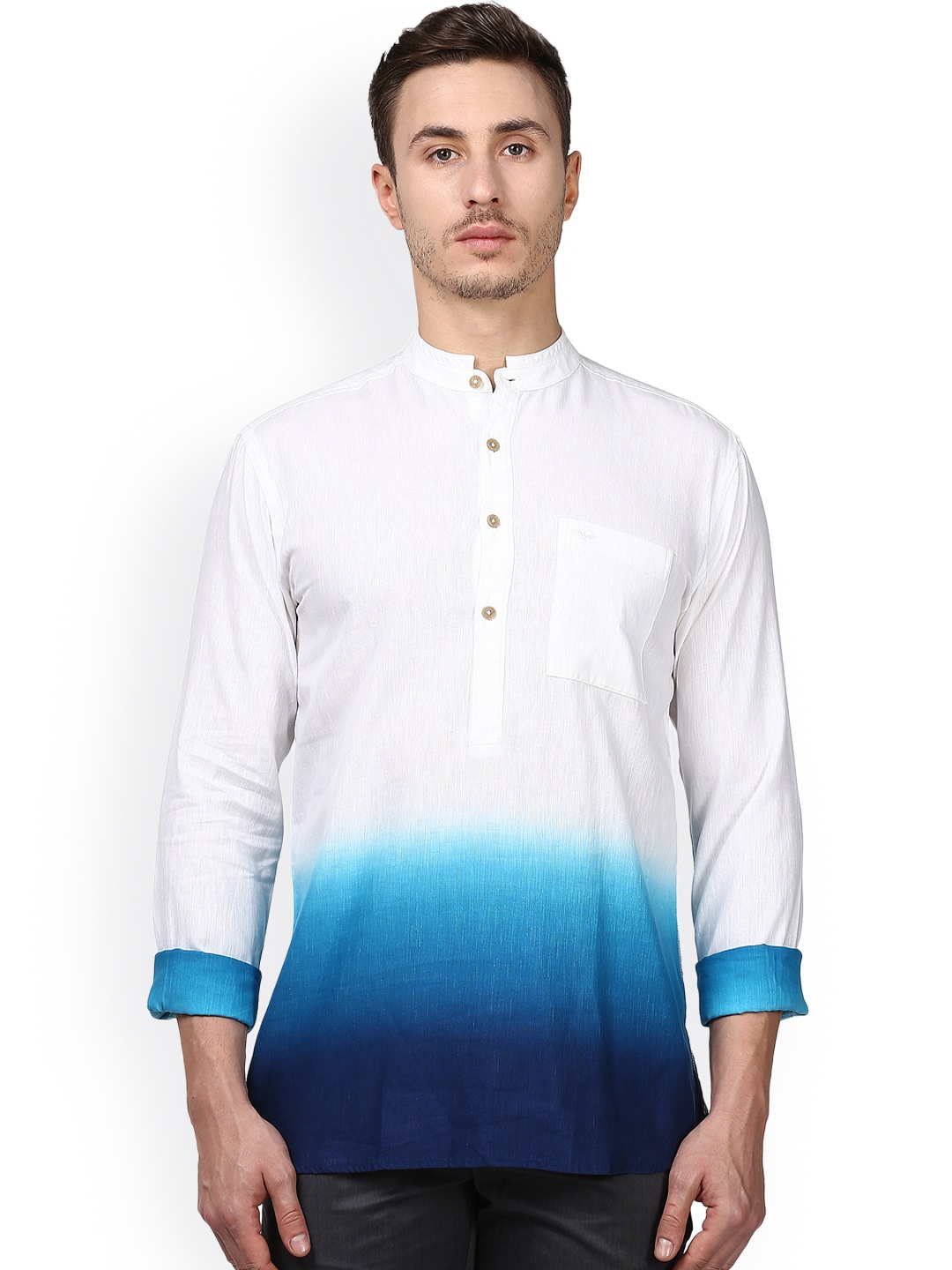 

Park Avenue Men Blue & White Slim Fit Solid Casual Shirt