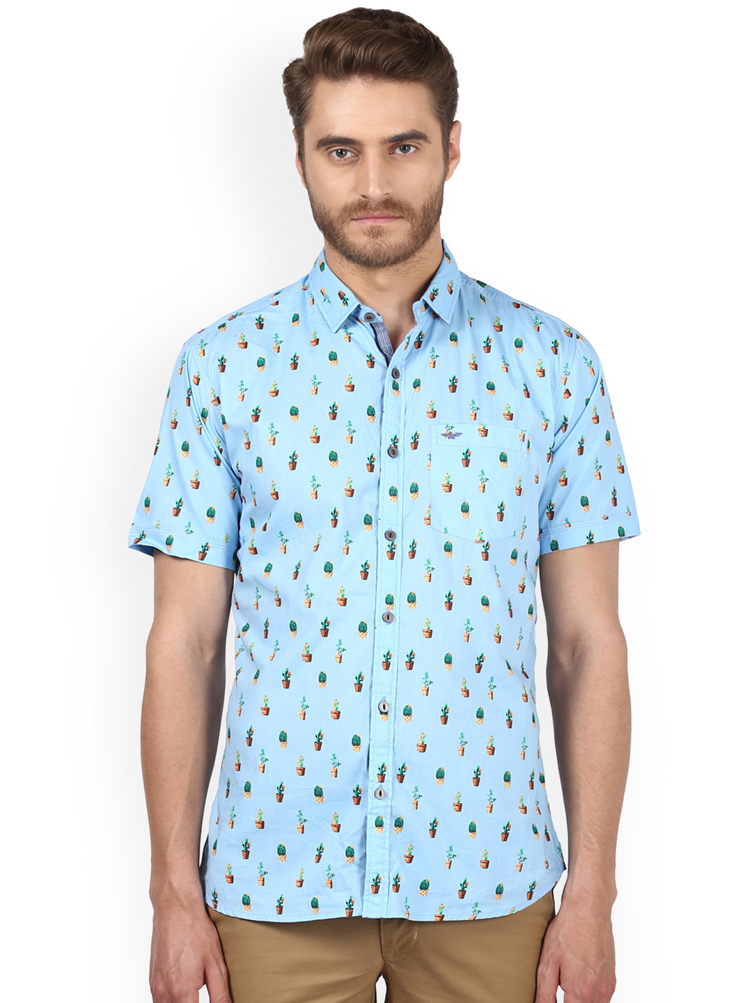 

Park Avenue Men Blue Slim Fit Printed Casual Shirt