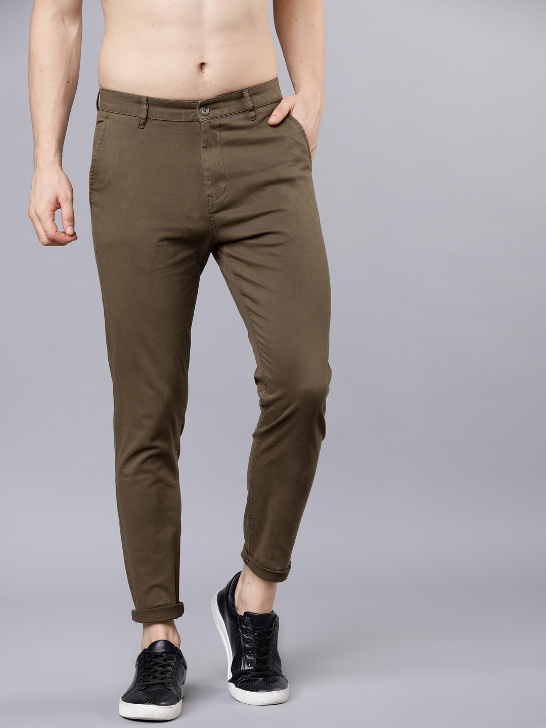 

HIGHLANDER Men Olive Green Chinos
