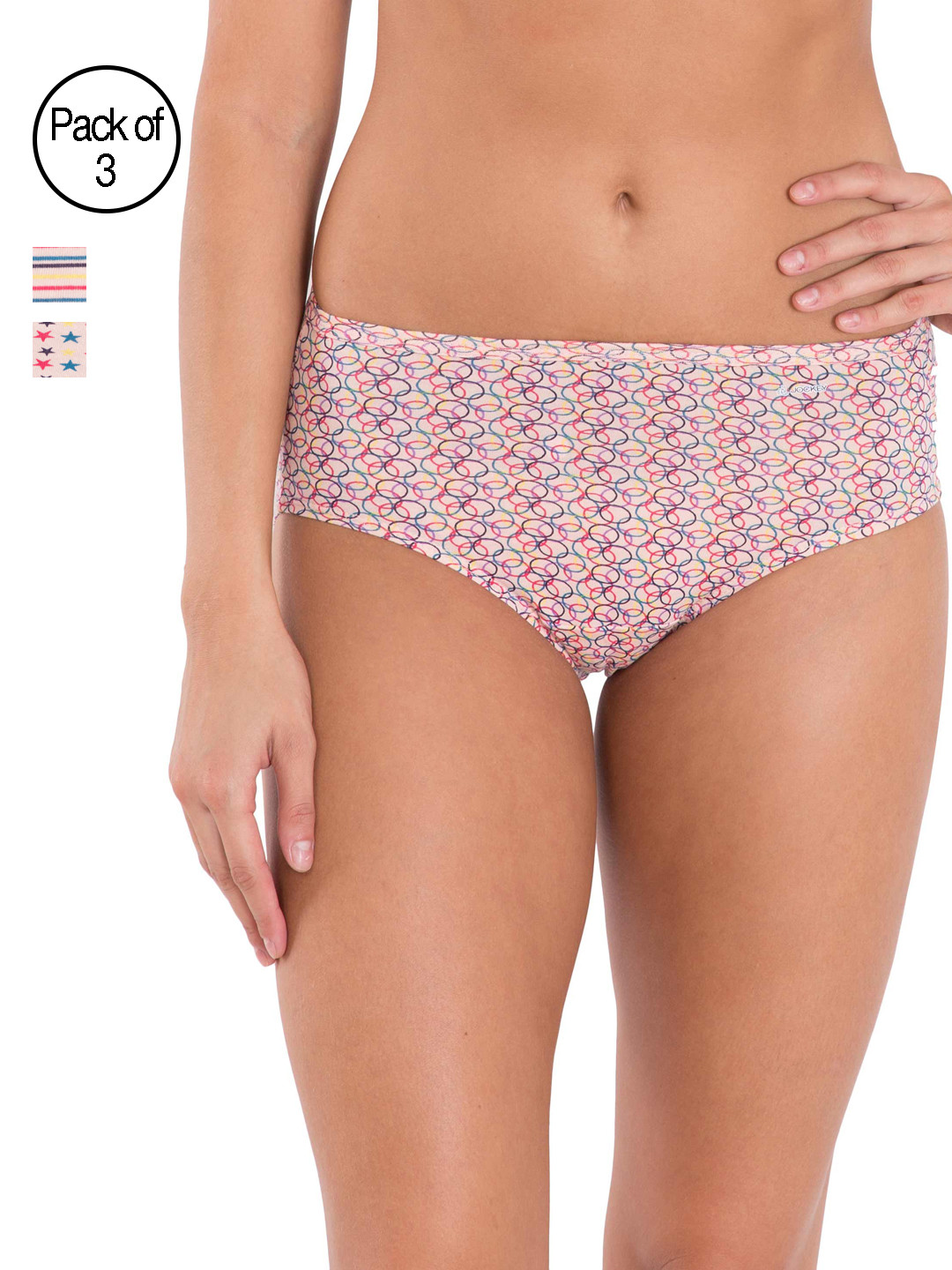 

Jockey Women Pack of 3 Assorted Hipster Briefs 1406-0310-LTPTD*, Multi