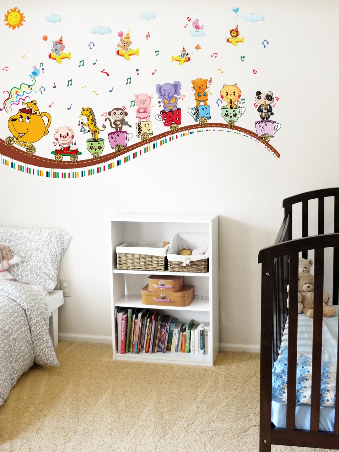 

Cortina Multicoloured Cartoon Characters Wall Sticker, Multi