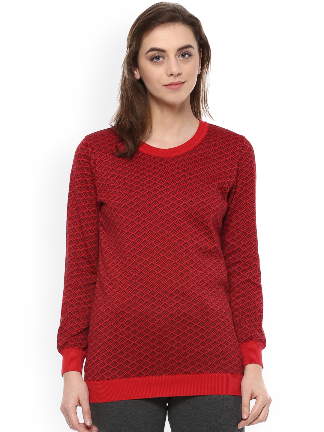 

Allen Solly Woman Women Red Printed Pure Cotton Top