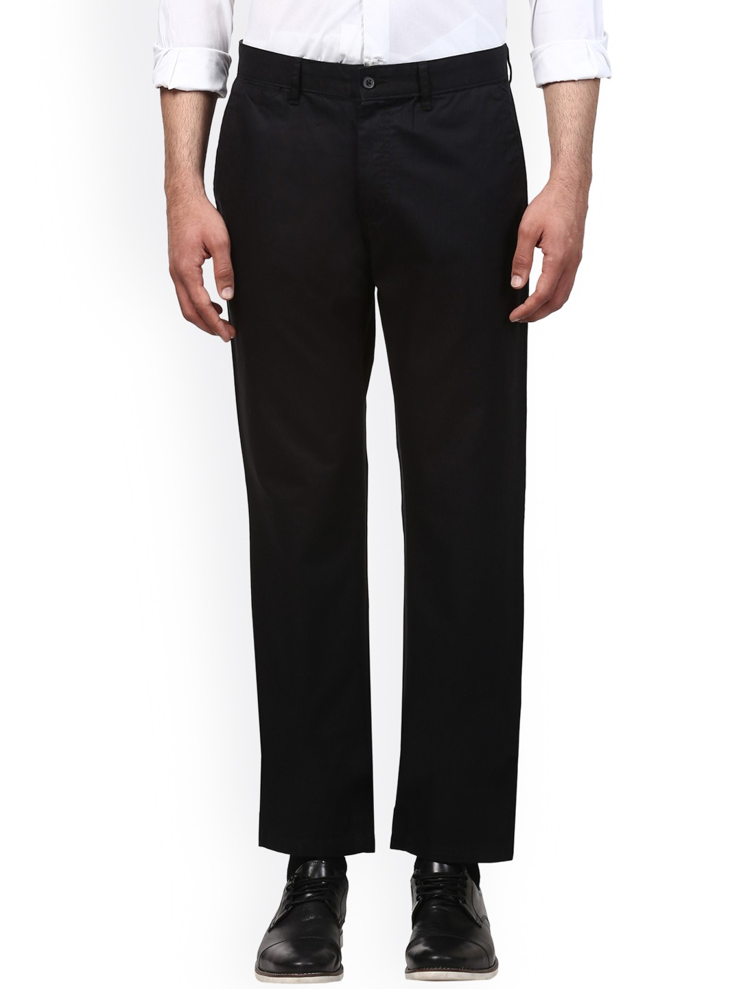 

Raymond Men Black Regular Fit Solid Regular Trousers