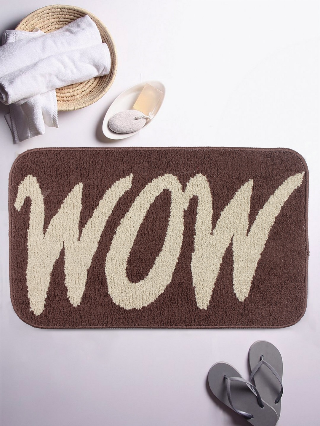

ROMEE Brown Printed Rectangular Bath Rug