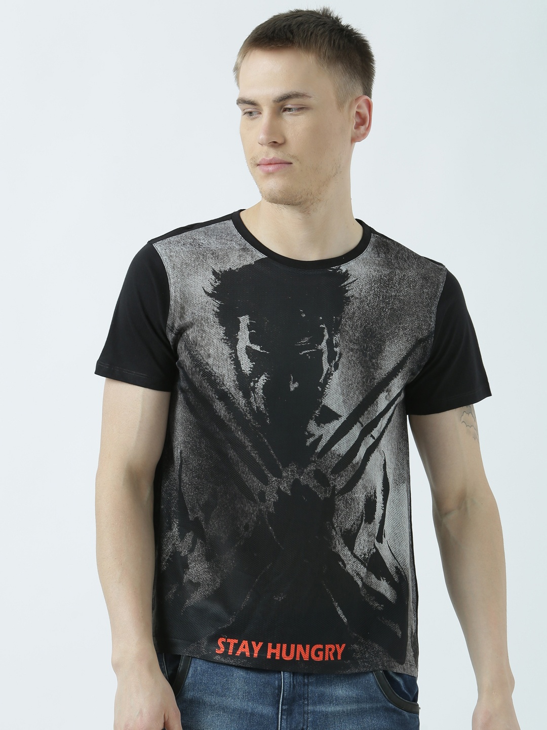 

Wear Your Mind Men Black Printed Round Neck T-shirt