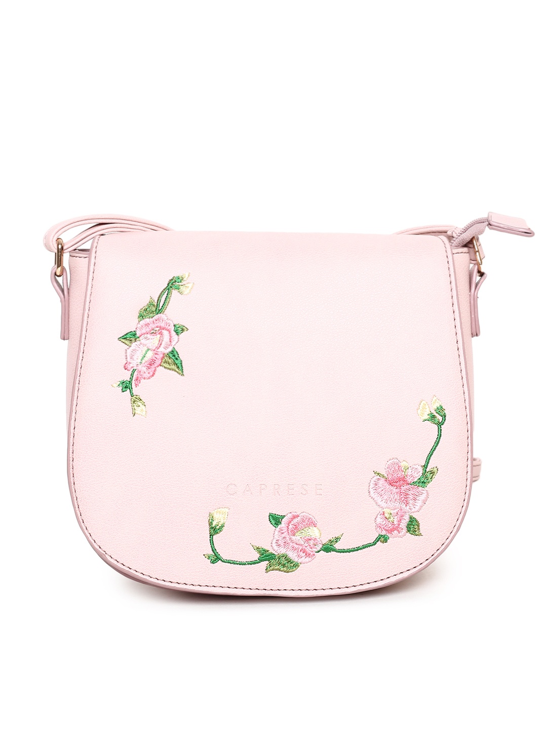 

Caprese Pink Self Design Sling Bag