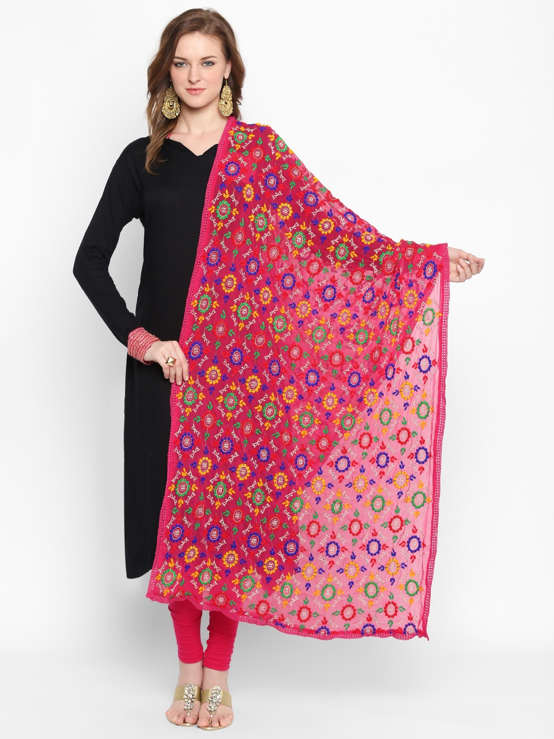 

Dupatta Bazaar Pink Embroidered Dupatta